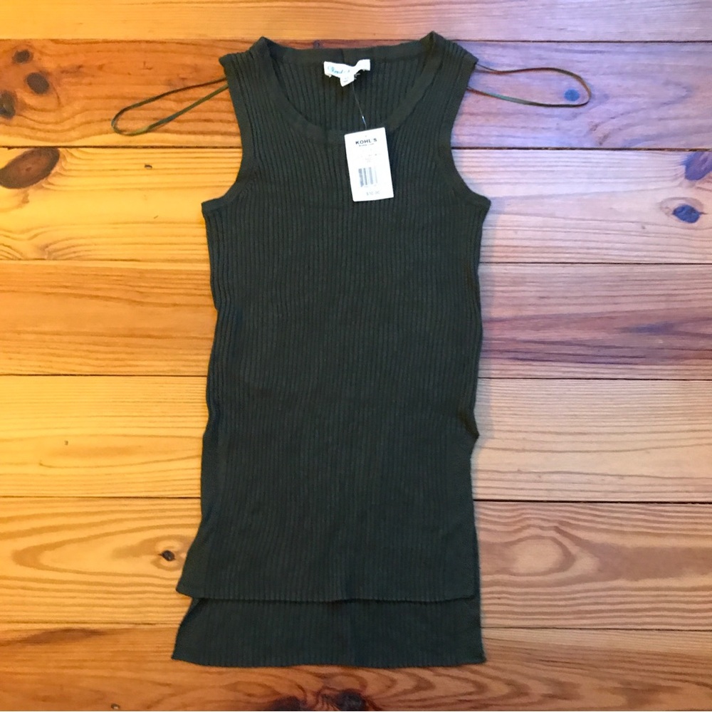 Cloud Chaser Dark Olive Green Ribbed Tank Top, NWT, XS
